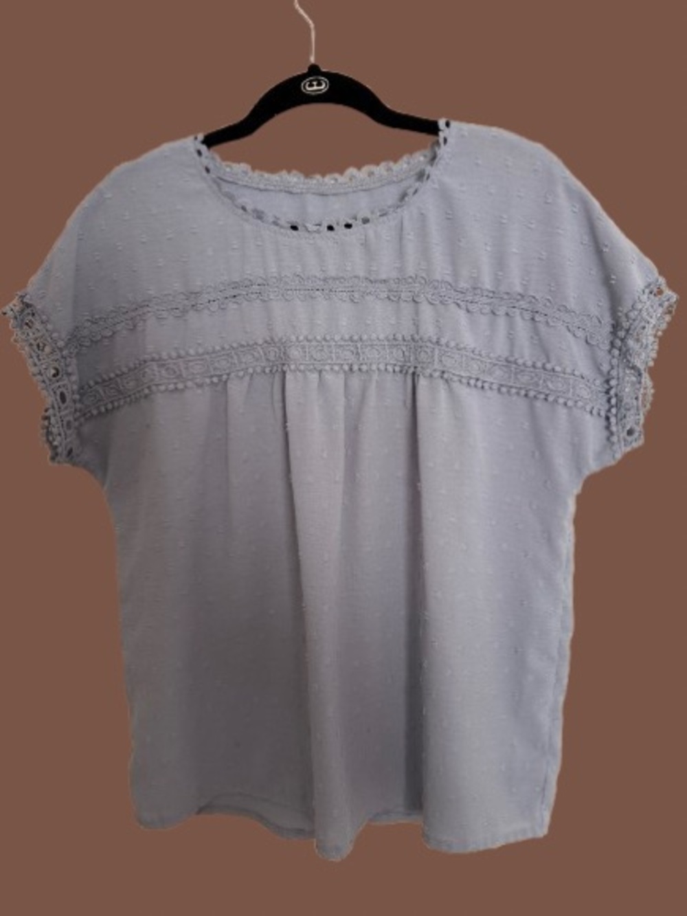 Dokotoo Womens Crewneck Lace Crochet Short Sleeve Shirts | Size Medium - Picture 2 of 5